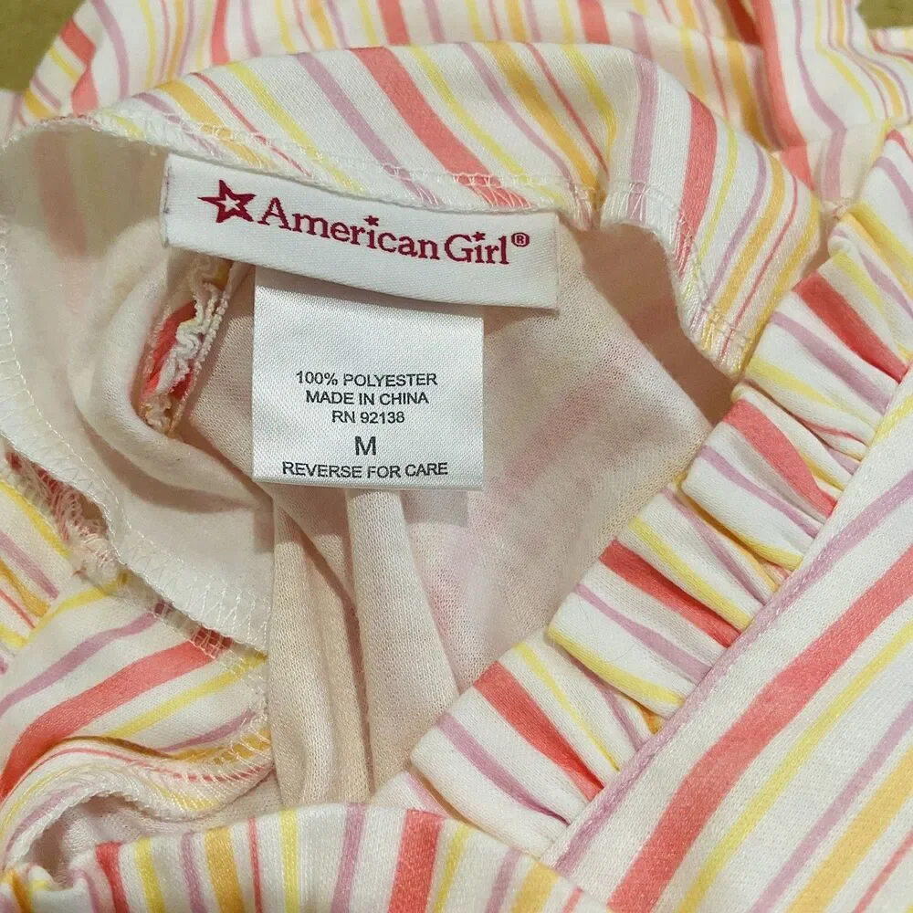 Kit’s Striped Nightie Girls Size M American Girl Pjs Pajama Dress Like Your Doll